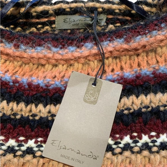 Anthropologie Elsamanda Chunky Stripe Knit Alpaca Wool Blend Sweater Italy NWT - Picture 6 of 7
